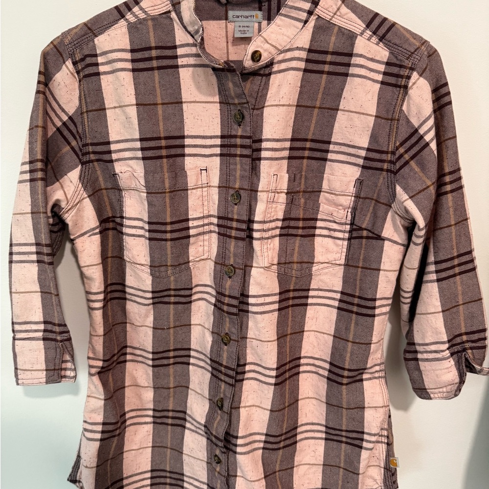 Carhartt women’s Casual Plaid Shirt - Brown and White